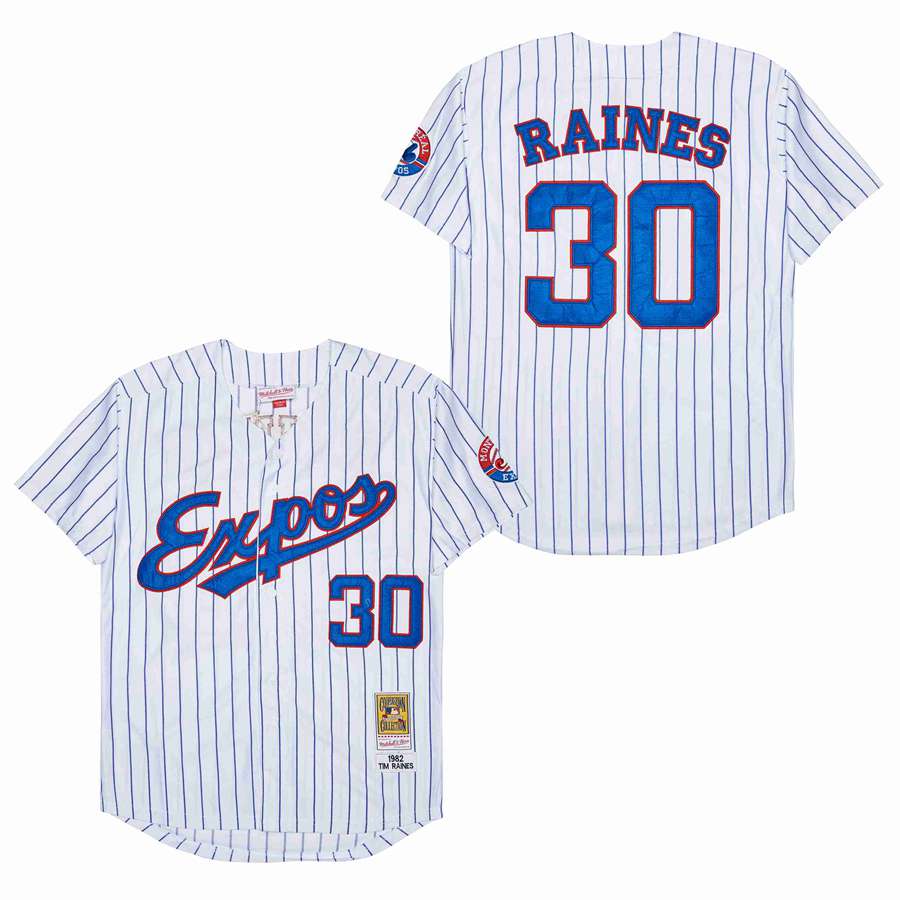 Men Montreal Expos #30 Raines white 1982 Throwback MLB Jerseys->los angeles lakers->NBA Jersey